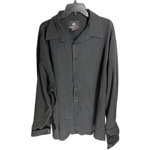 Tukman Button Up Shirt Mens XXL Black Long Sleeve Minimalist Clubwear Office